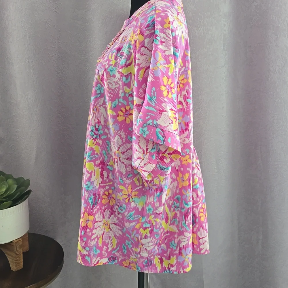 Emily Wonder Pink Floral Blouse, Size 2X - Picture 8 of 11